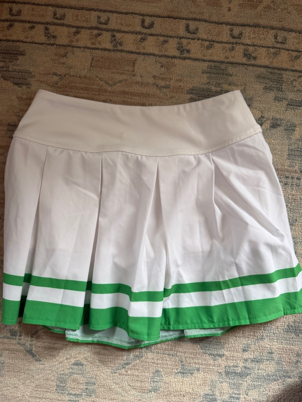Abercrombie Kids White Pleated Tennis Skirt with Green Stripes